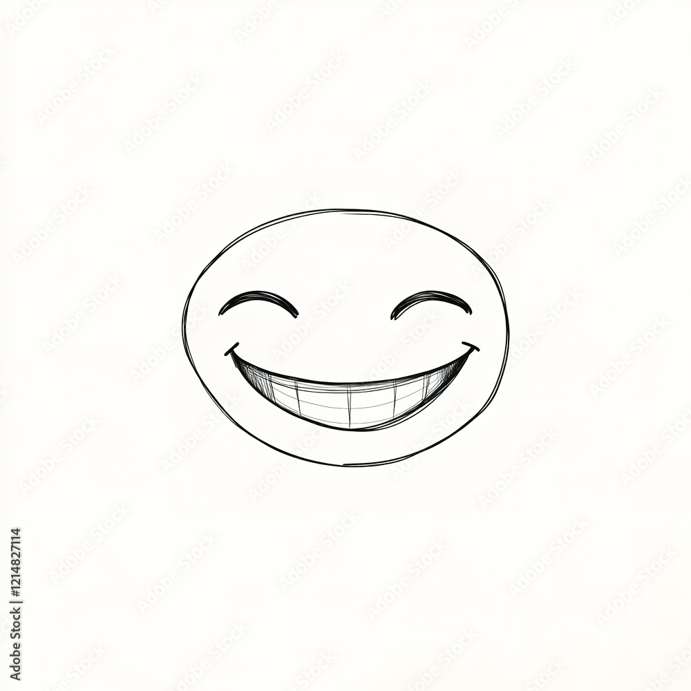 Hand-drawn smiling face, happy emoticon Hand-drawn smiling face, happy emoticon