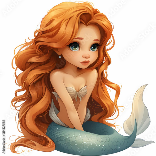 Cute Mermaid with Long Flow...