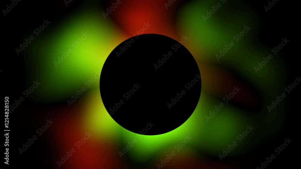 colorful lights with a black ball in the middle