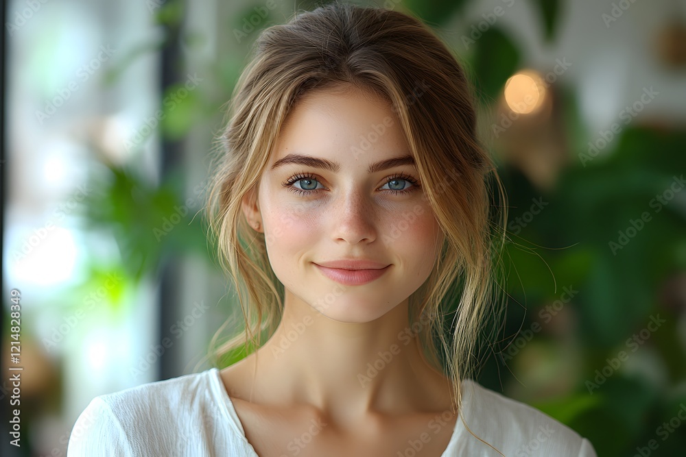 Fototapeta premium A serene portrait of a youthful woman