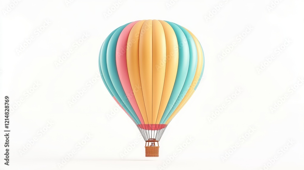 Fototapeta premium A vibrant hot air balloon, showcasing a beautiful array of colors, floating gracefully against a clear sky, symbolizing adventure and freedom.