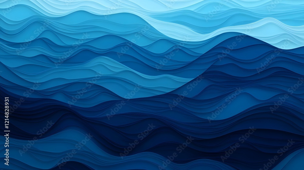 Fototapeta premium Mesmerizing Abstract Blue Wave Patterns with Overlapping Triangular Peaks