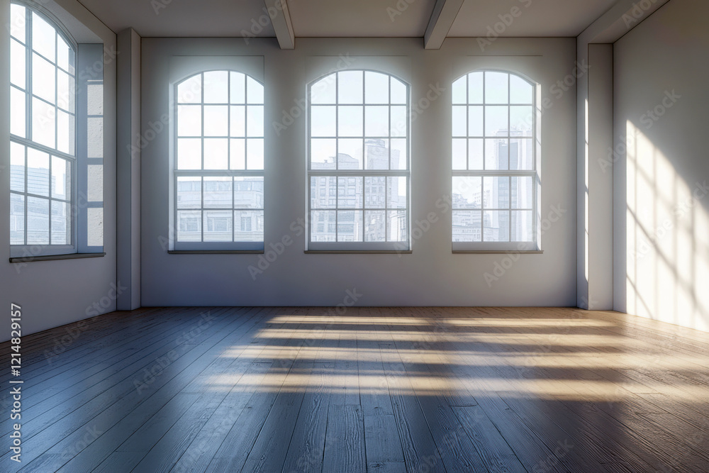empty room with large windows empty room with large windows