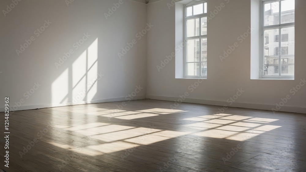Fototapeta premium A_sunlit_white_studio_room_with_shadows