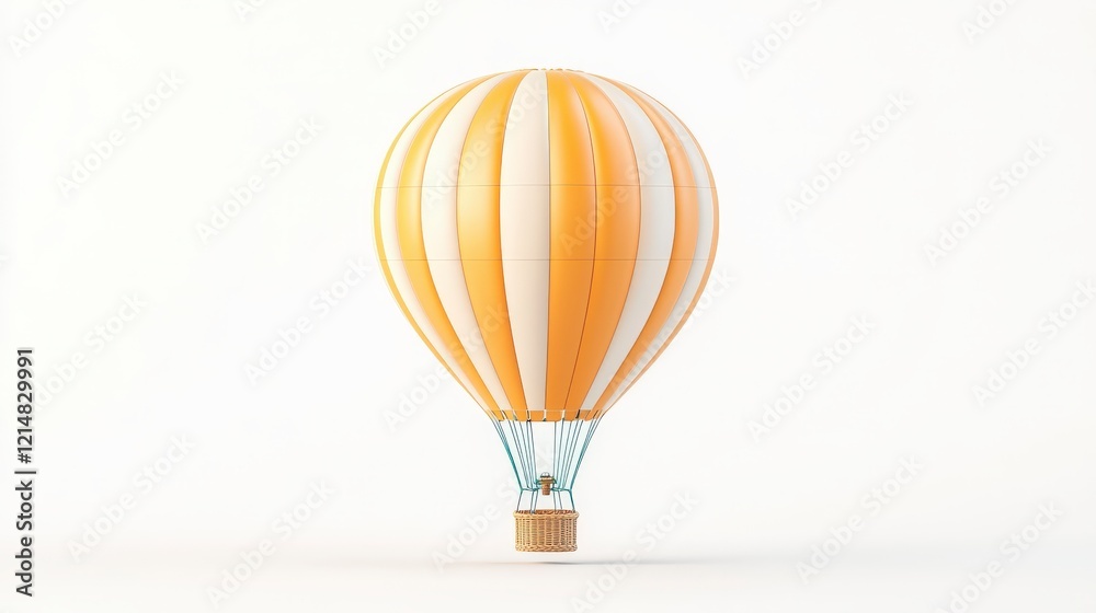 A vibrant, classic hot air balloon with orange and white stripes, floating elegantly. Perfect for travel-themed designs and adventure concepts. A vibrant, classic hot air balloon with orange and white stripes, floating elegantly. Perfect for travel-themed designs and adventure concepts.