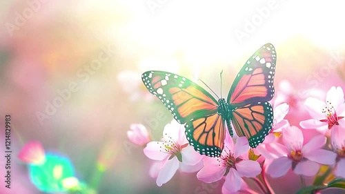 Wallpaper Mural Butterfly flying in Enchanted spring flower field. Colorful Flower Plants, Sunlight, and Animated Butterflies - 4K Motion Graphic Looping Video Background, Wallpaper, and Backdrop Magical wildflowers Torontodigital.ca