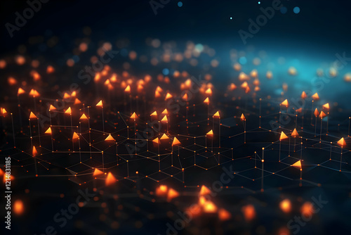 Abstract 3D Network with Or...