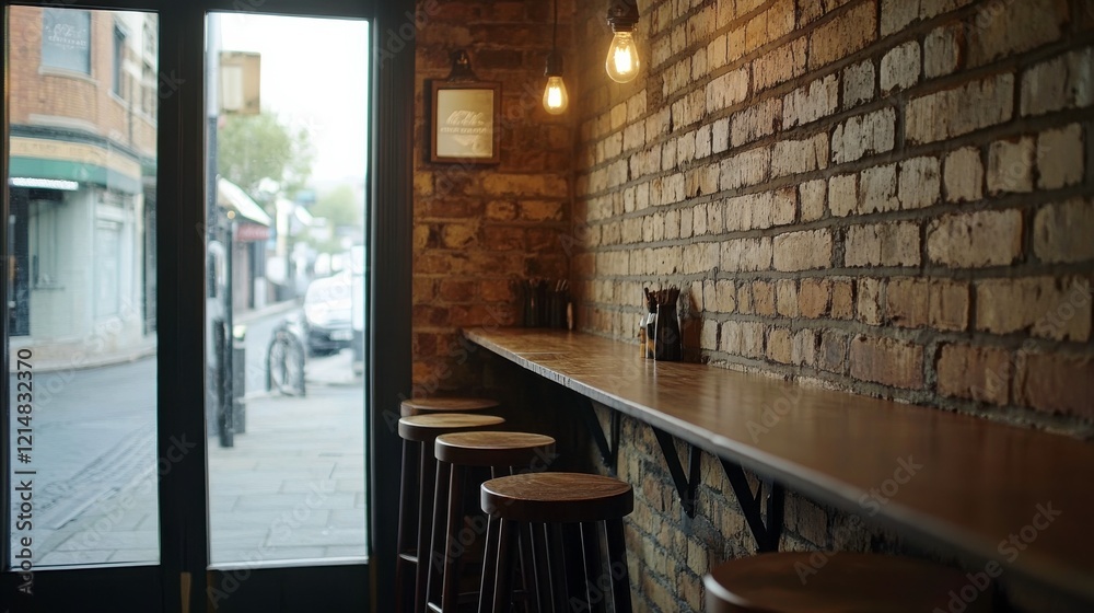 Warm Urban Café with Cozy Textures and Light Warm Urban Café with Cozy Textures and Light
