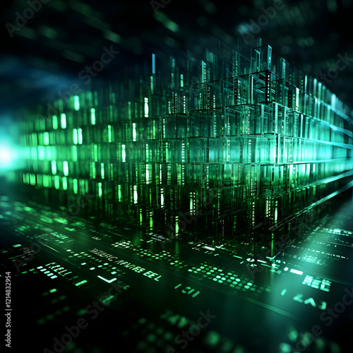 Futuristic Green Glass Data...
