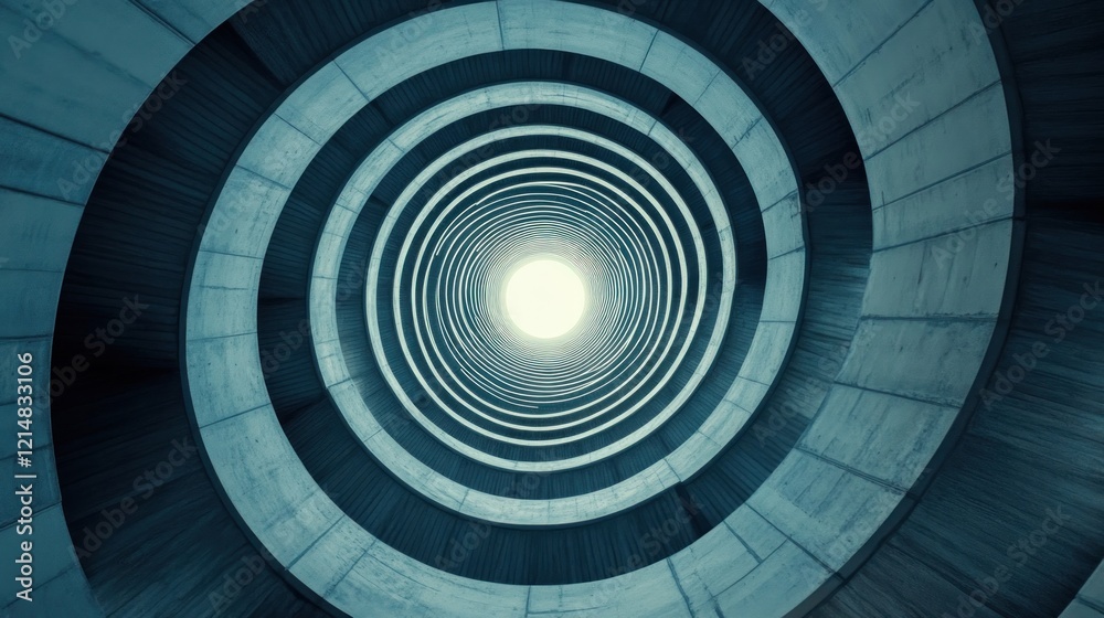 Naklejka premium Abstract Spiral Tunnel of Concrete and Light