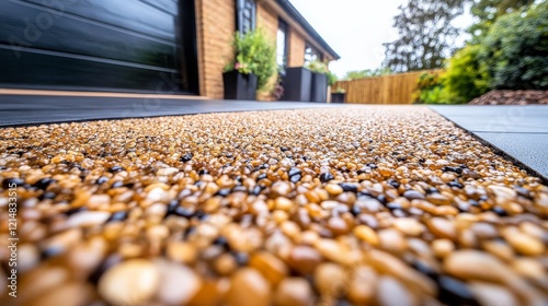 Unique patterns in resin bound gravel driveway.