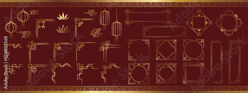 中華風の装飾セット　ゴールド