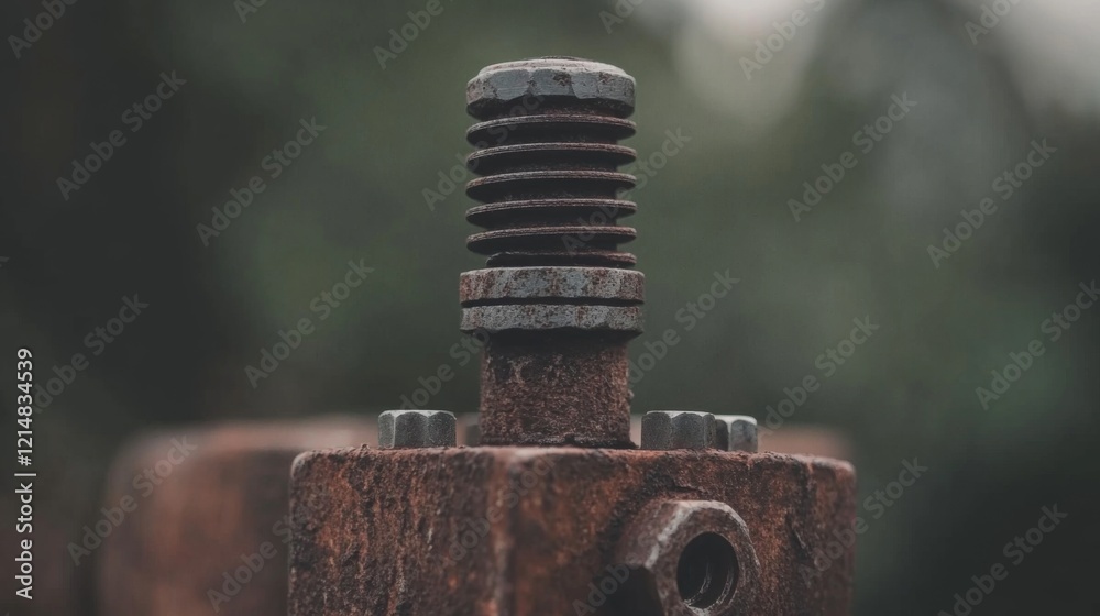 Close-up of rusty, weathered metal screw and bolts. Close-up of rusty, weathered metal screw and bolts.