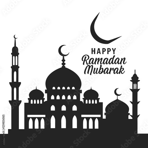 happy ramadan mubarak silhouette vector illustration background design