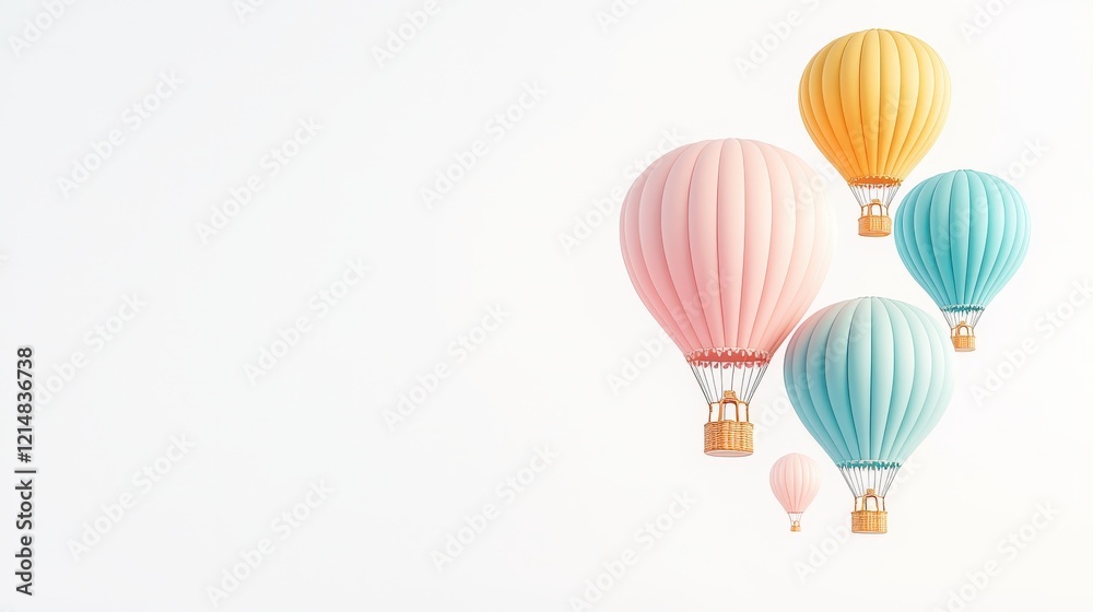 Colorful hot air balloons floating gracefully in a clear sky, evoking a sense of adventure and freedom, perfect for travel and leisure themes. Colorful hot air balloons floating gracefully in a clear sky, evoking a sense of adventure and freedom, perfect for travel and leisure themes.