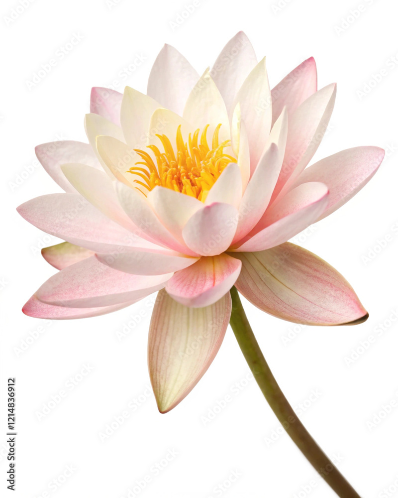 Naklejka premium pink water lily, blooming flower, isolated on white, spa concept