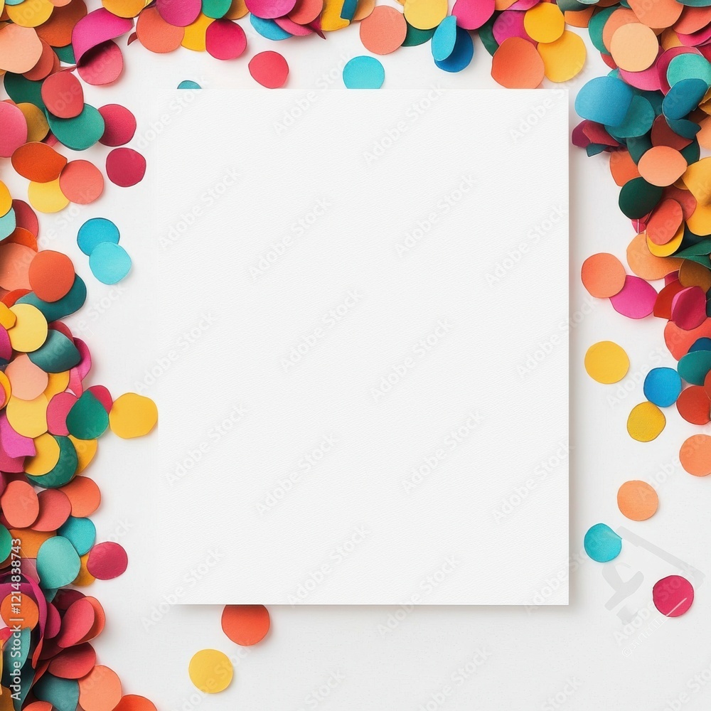 Blank Canvas Surrounded by Colorful Confetti Blank Canvas Surrounded by Colorful Confetti