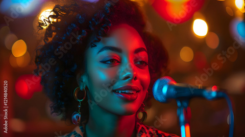 Woman Sings Passionately in...