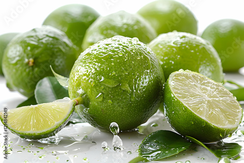 Fresh Limes with Water Drop...