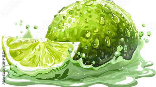 Juicy Lime Splash Illustrat...
