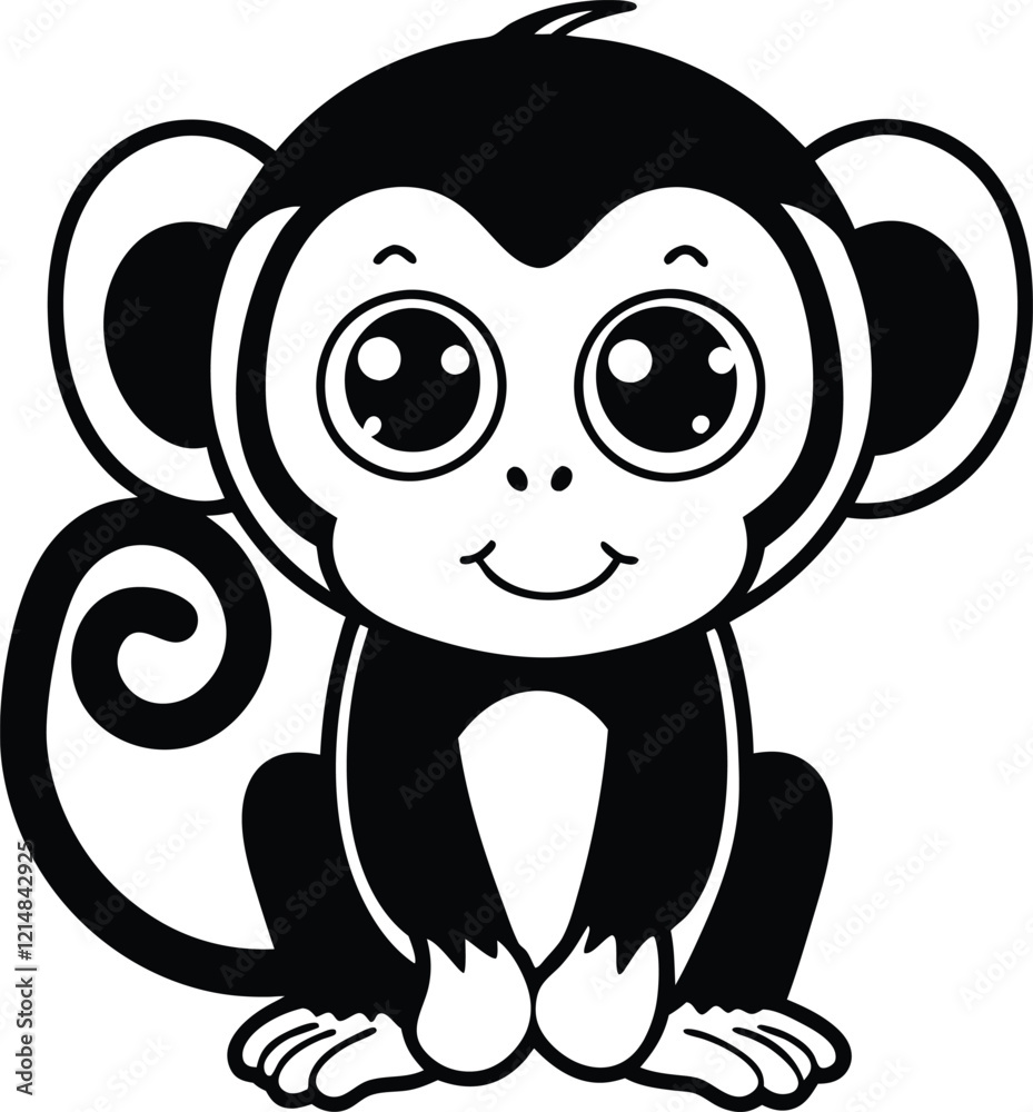 Fototapeta premium Cute Cartoon Monkey Illustration for Children's Projects