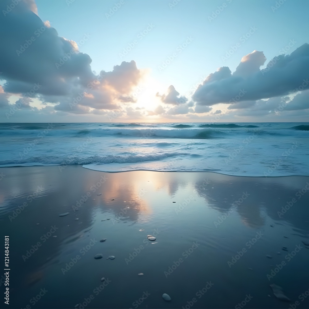 Fototapeta premium Tranquil Seaside Symphony Abstract Reflections in Slow Motion