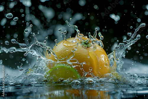 Orange and Lime Splashing i...
