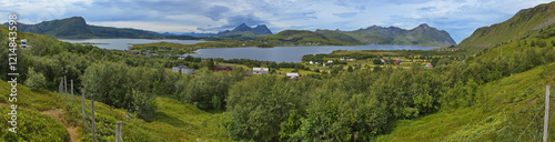 Panoramic view from Torvdalshalsen on Lofoten in Nordland county, Norway, Europe
 photo