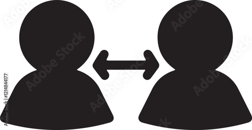 illustration of a silhouette icon of a stickman exchanging silhouettes
