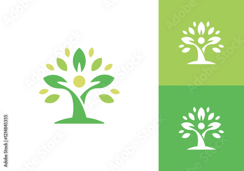 tree people logo design. care for the environment symbol icon graphic photo