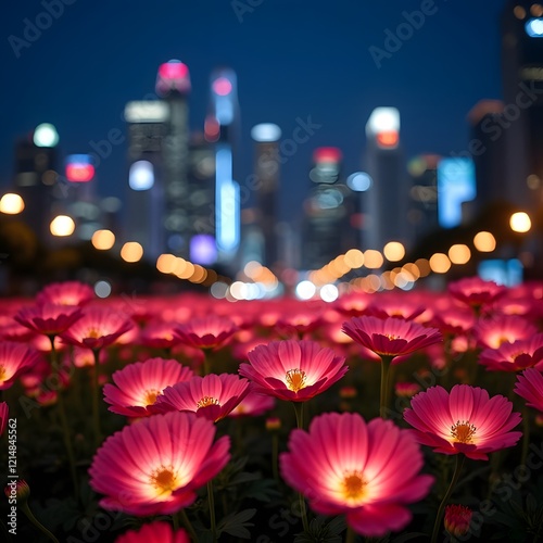 Wallpaper Mural Nighttime Blossoms Vibrant Cityscape Enhanced with Focus Stacking Torontodigital.ca