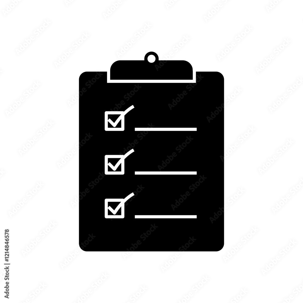 black clipboard with check list icon black clipboard with check list icon