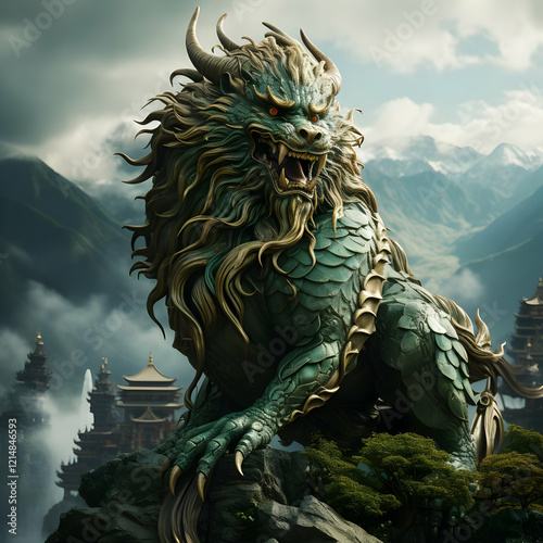 Mythical Lion-Dragon Statue...