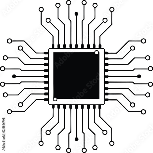 Modern circuit board chip design graphic