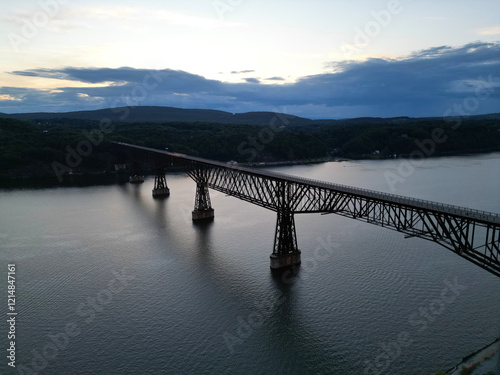 Wallpaper Mural view of walkway over the hudson at sunset (tall former railroad bridge over the hudson river in poughkeepsie new york) part of empire state trail and hudson valley rail cycling pedestrian path Torontodigital.ca