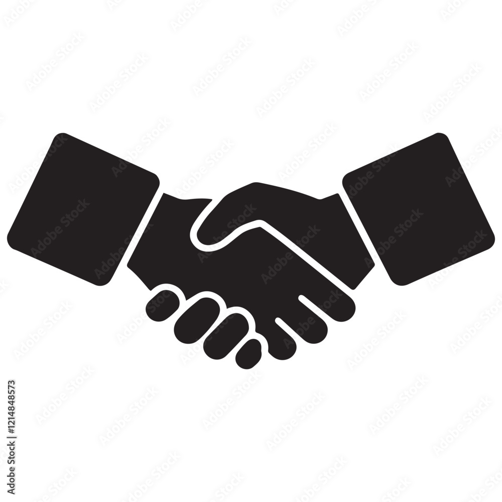 A silhouette vector illustration of a simple handshake icon on a white background A silhouette vector illustration of a simple handshake icon on a white background