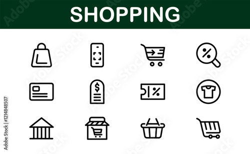 Premium Shopping Icons. Editable and Clean Designs for Retail, Online Shopping, Cart, Payment, and Delivery Services in Flat and Line Styles. photo