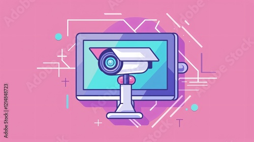 Surveillance Camera Security Icon Illustration for Protection and Safety Purposes photo