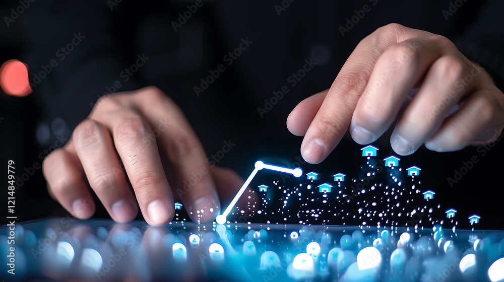 Analyzing real estate market trends with digital graphs and interactive data on a tablet Analyzing real estate market trends with digital graphs and interactive data on a tablet