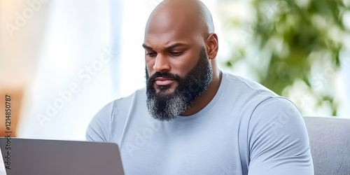 Focused Man Concentrates on...