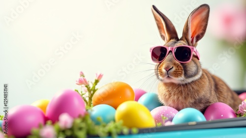 Easter Bunny Sunglasses Car Eggs Spring Fun photo