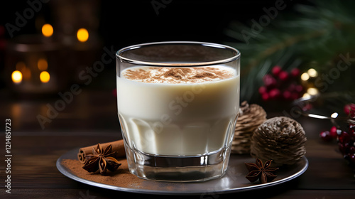 Creamy Eggnog Sits in Glass...