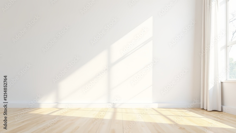 Fototapeta premium Empty Room Sunlight Shadow 3D Render