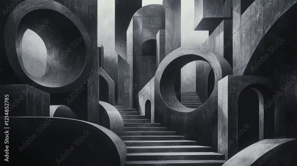 Abstract Geometric Composition in Black and White Abstract Geometric Composition in Black and White