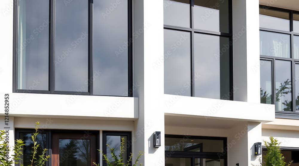 custom made wallpaper toronto digitalModern House Exterior: Clean Lines and Minimalist Design.  Luxury Residential Property with Large Windows and White Facade.  Contemporary Architecture at its finest.