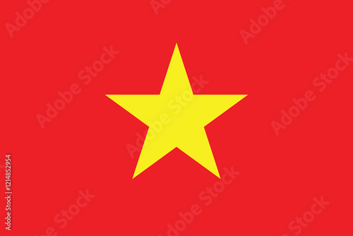 The flag of Vietnam. Flag icon. Standard color. Standard size. A rectangular flag. 