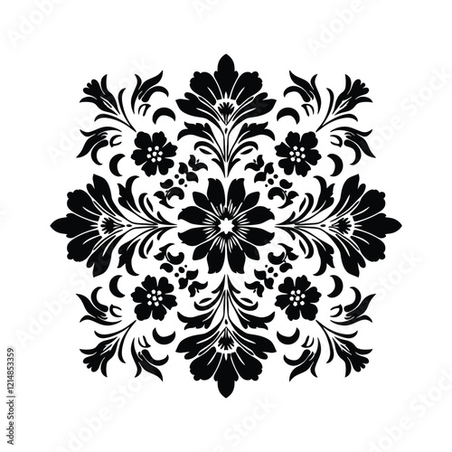 Floral Ornament Silhouette set Clipart on a white Background