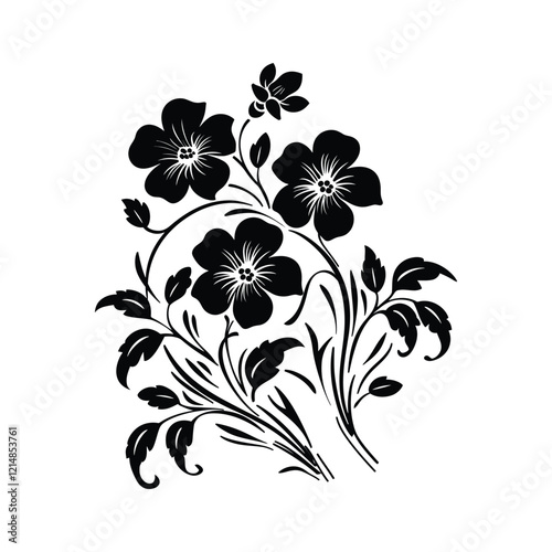 Floral Ornament Silhouette set Clipart on a white Background