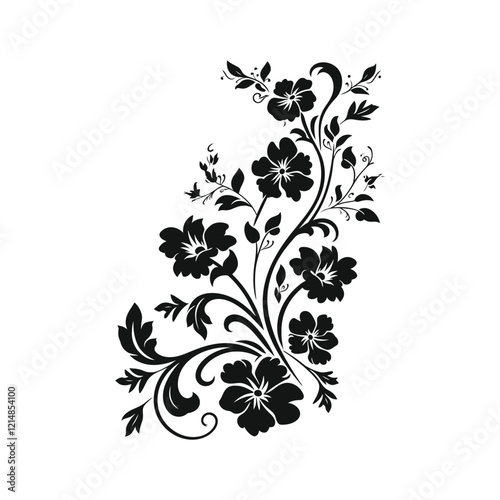 Floral Ornament Silhouette set Clipart on a white Background