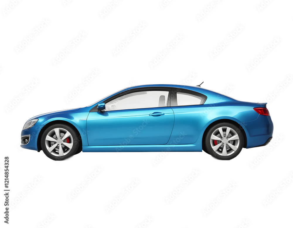 Fototapeta premium Modern Blue Coupe Car Isolated on Transparent Background